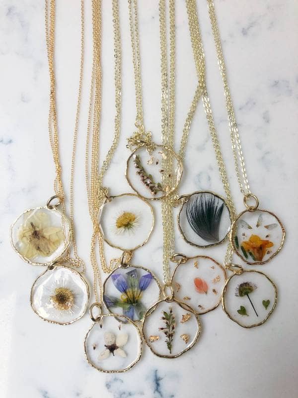 resin nature necklace