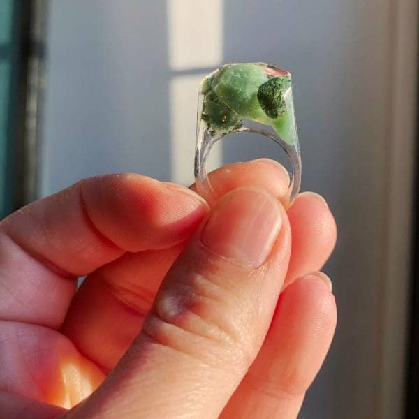 Green Crystal Chip Ring